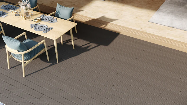 planeo LightWood WPC decking board hollow chamber - Light grey 3.6m fine grooved/grooved