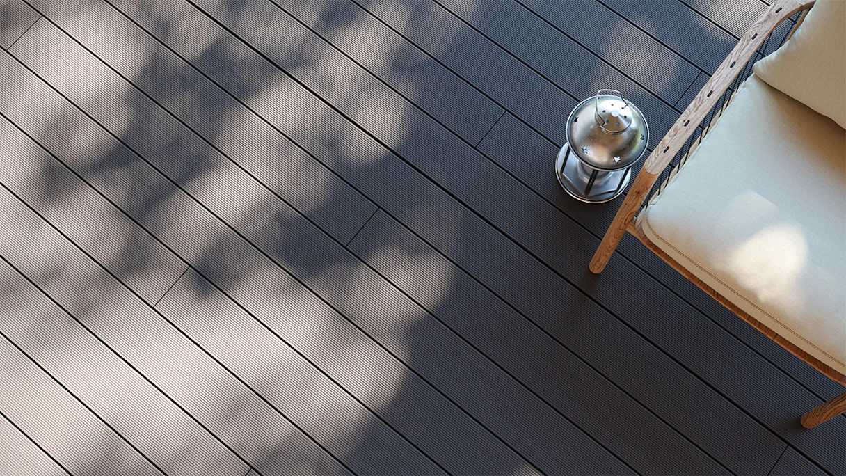 planeo LightWood WPC-Terrasse Komplett-Set Hohlkammerdiele 4.8m (12.96m²) - Hellgrau gerillt/genutet