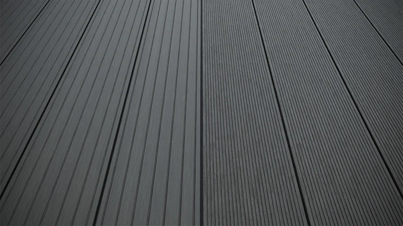 planeo LightWood WPC decking board hollow chamber - Dark grey 4.2m fine grooved/grooved