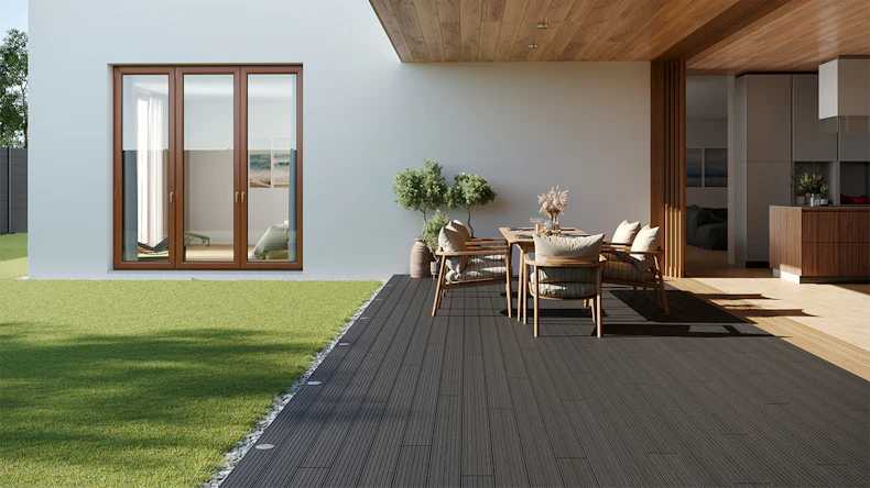 planeo LightWood WPC tavola cava - Grigio scuro 4.8m scanalato/scanalato