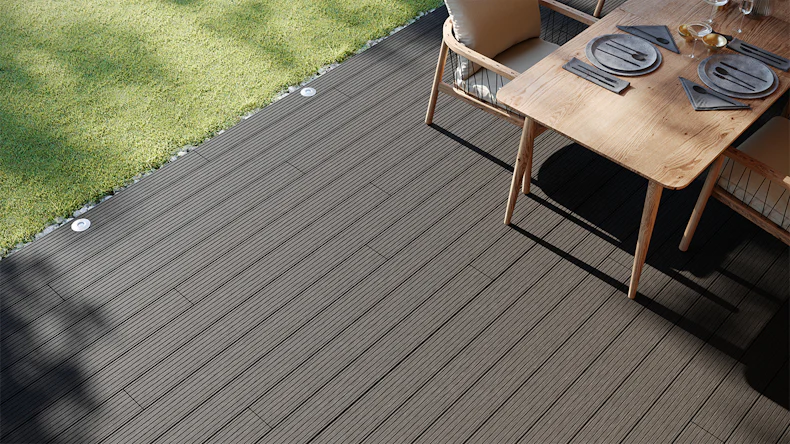 planeo LightWood WPC tavola cava - Grigio scuro 4.8m scanalato/scanalato