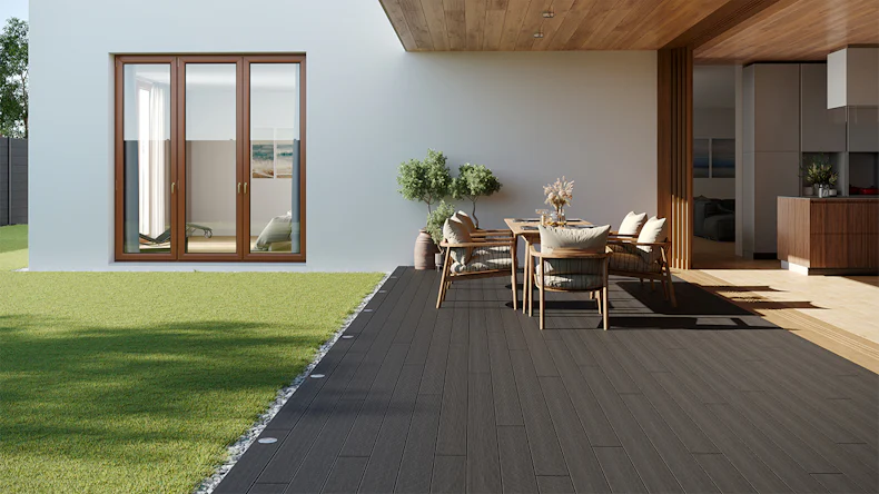 planeo LightWood WPC Terrassendiele Hohlkammer - Dunkelgrau gerillt/genutet