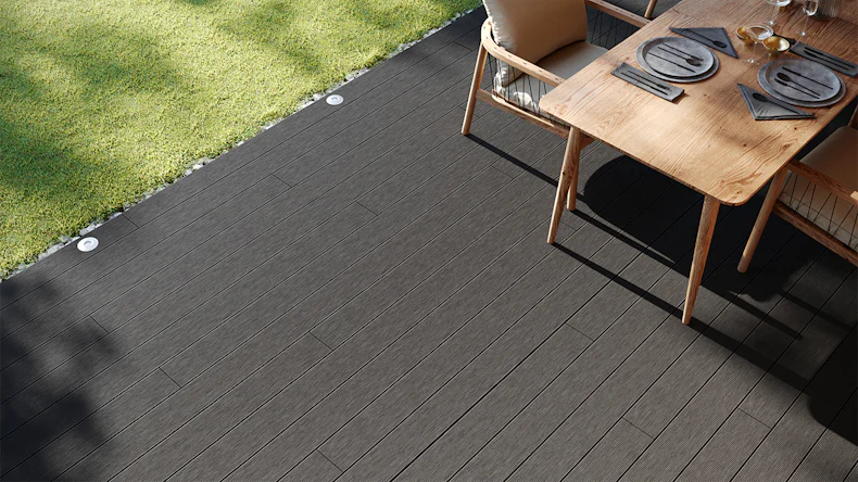planeo LightWood WPC decking complete set hollow chamber plank 4.2m (8.82m²) - Dark grey grooved/grooved