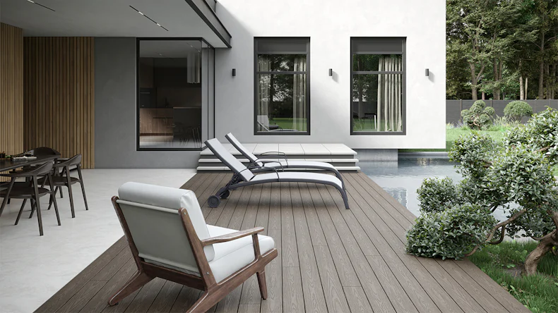 planeo CoEXWood WPC-Terrasse Komplett-Set Massivdiele 3.6m (42.87m²) - Anthrazitgrau/Graubraun strukturiert