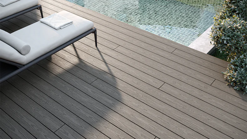 planeo CoEXWood WPC-Terrasse Komplett-Set Massivdiele 4.8m (9.88m²) - Anthrazitgrau/Graubraun strukturiert