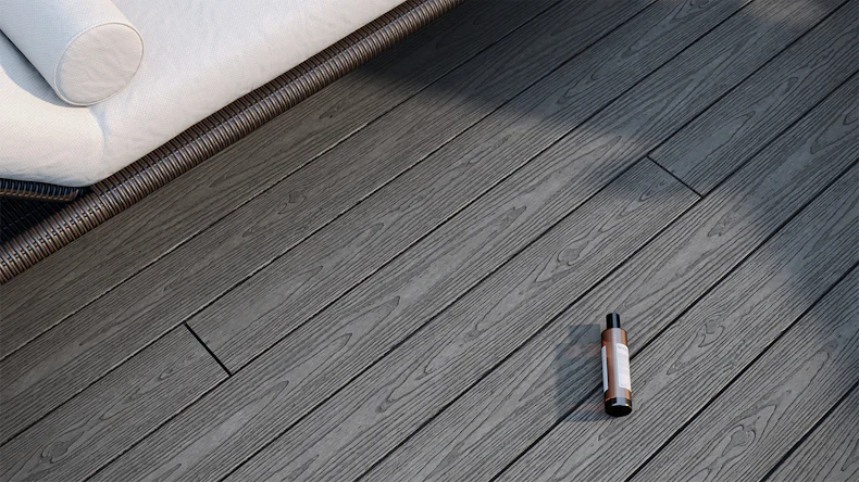 planeo CoEXWood WPC-Terrasse Komplett-Set Massivdiele 3m (7.94m²) - Grau/Zement strukturiert