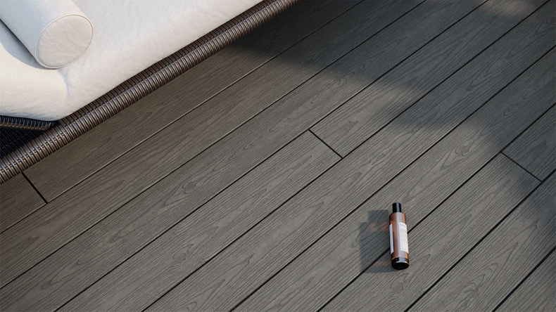 planeo CoEXWood WPC decking board solid coated - Grey/Cement 4.8m structured