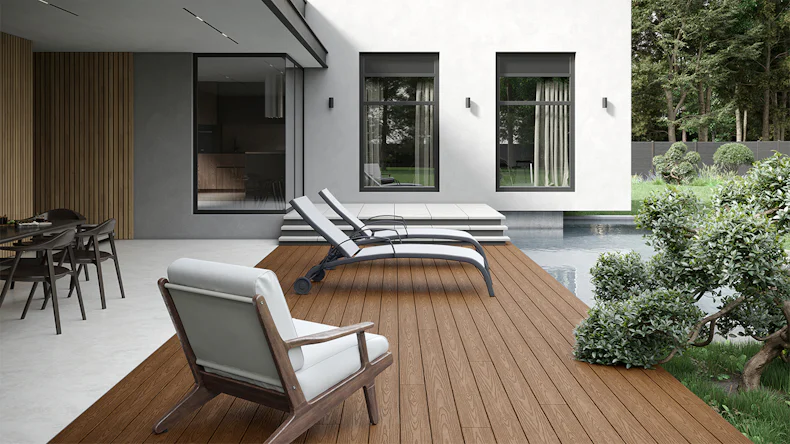 planeo CoEXWood WPC Terrassendiele Massiv ummantelt - Sand/Karamell strukturiert
