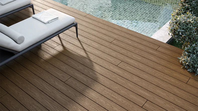 planeo CoEXWood WPC Terrassendiele Massiv ummantelt - Sand/Karamell strukturiert