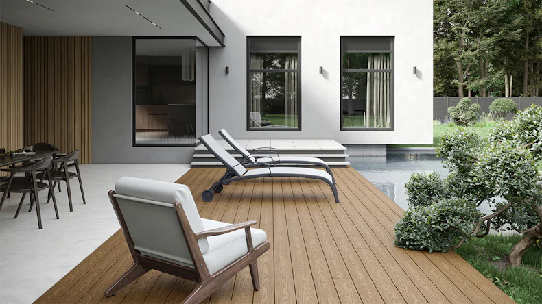 planeo CoEXWood WPC Terrassendiele Massiv ummantelt - Sand/Karamell strukturiert