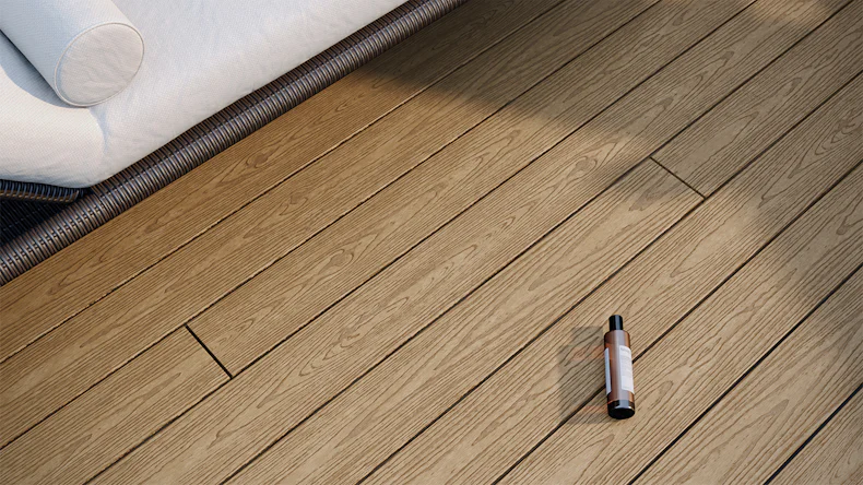 planeo CoEXWood Kit complet de terrasse en WPC Plancher massif - Sable/Caramel structuré