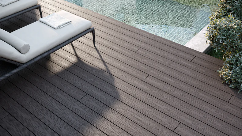 planeo CoEXWood WPC-Terrasse Komplett-Set Massivdiele 3.6m (12.7m²) - Hellbraun/Dunkelbraun strukturiert