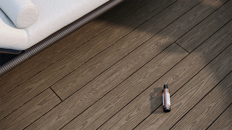 planeo CoEXWood WPC-Terrasse Komplett-Set Massivdiele 3m (27.78m²) - Hellbraun/Dunkelbraun strukturiert