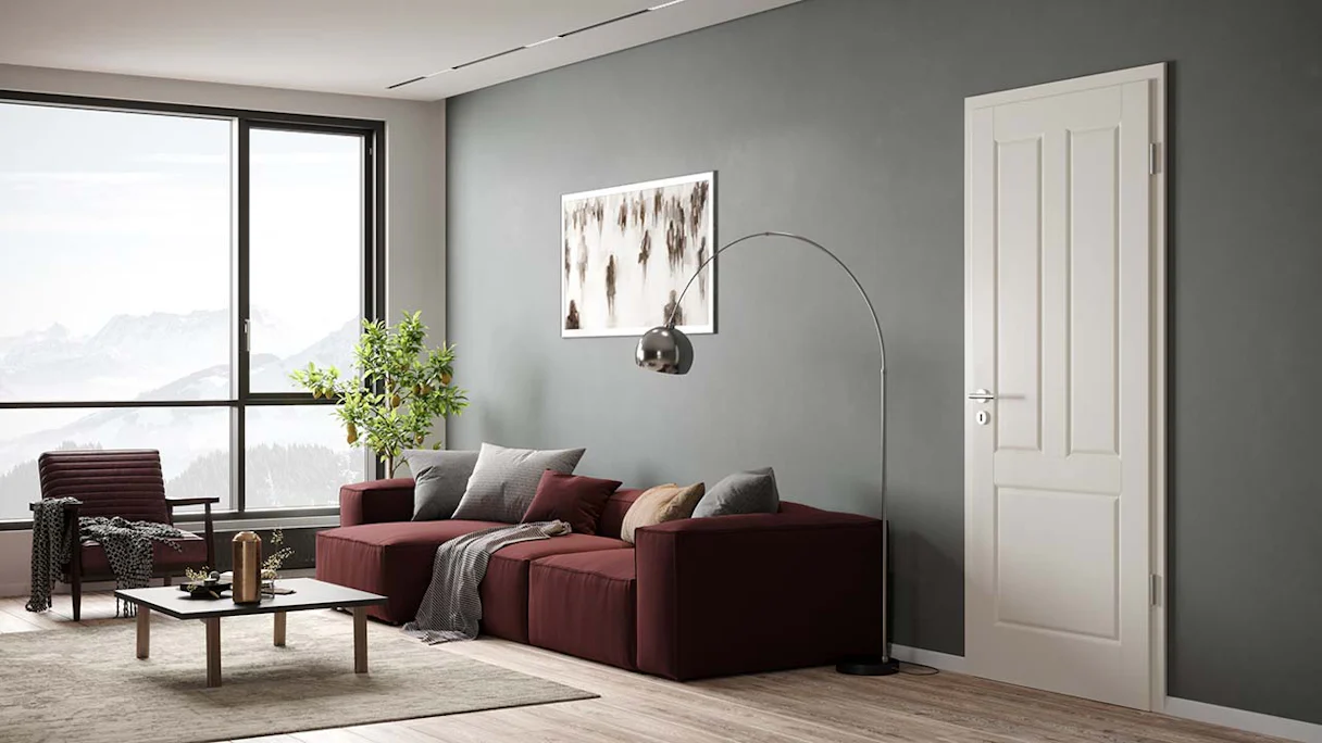 planeo Lack-Innentür Lack 2.0 - Franco 9016 Weisslack 2110 x 610 mm DIN R - Rund MDF Band 3-t