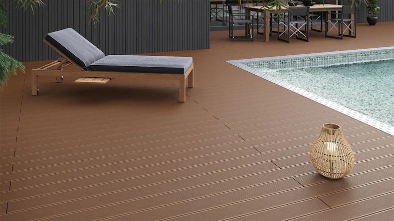 planeo Lame de terrasse Composite lame massive brun 4m - rainuré/cannelé (GR-BM-400-GG)