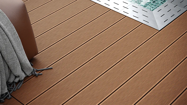 planeo Lame de terrasse Composite lame massive brun 4m - rainuré/cannelé (GR-BM-400-GG)