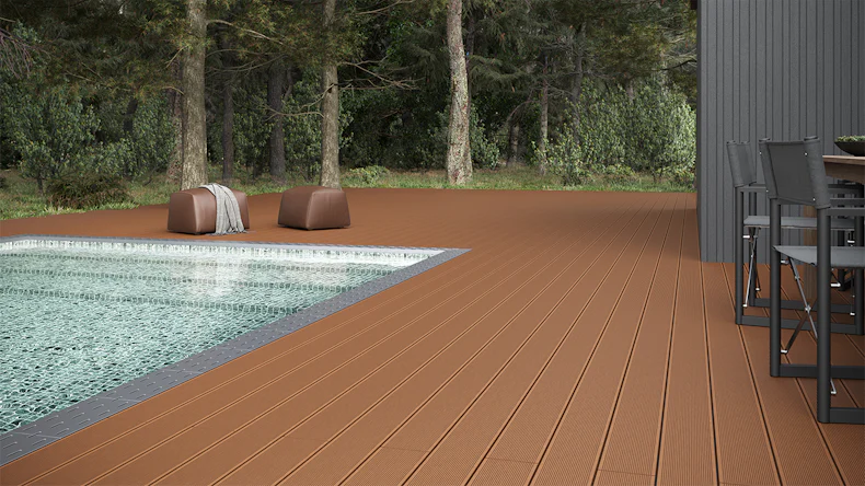 planeo Lame de terrasse Composite lame massive brun 4m - rainuré/cannelé (GR-BM-400-GG)