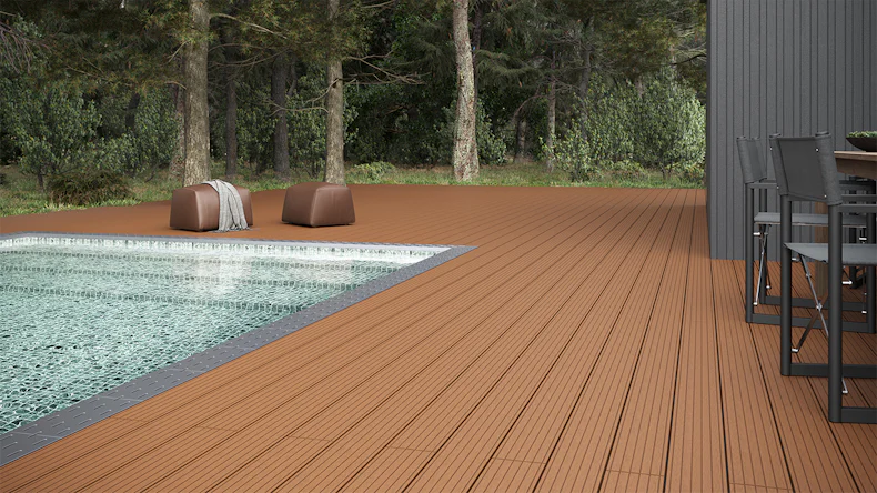 planeo Lame de terrasse Composite lame massive brun 4m - rainuré/cannelé (GR-BM-400-GG)