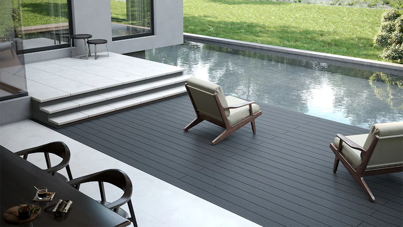 planeo BPC-Hohlkammerdiele schwarz 4m - gerillt/genutet (GR-SH-400-GG)