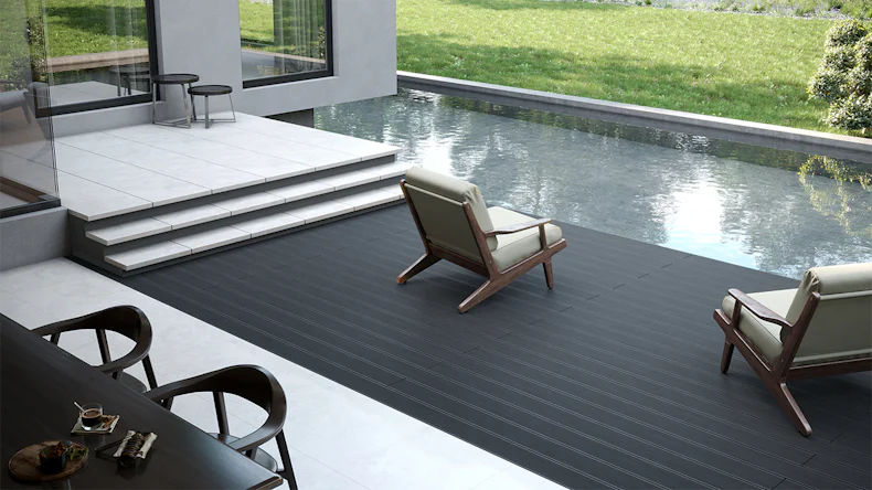 planeo BPC-Hohlkammerdiele schwarz 4m - gerillt/genutet (GR-SH-400-GG)