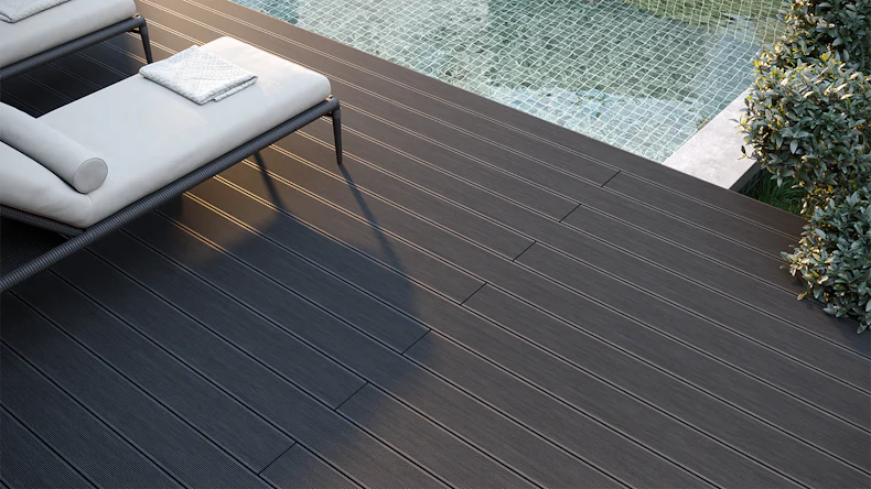 planeo BPC-Hohlkammerdiele schwarz 4m - gerillt/genutet (GR-SH-400-GG)