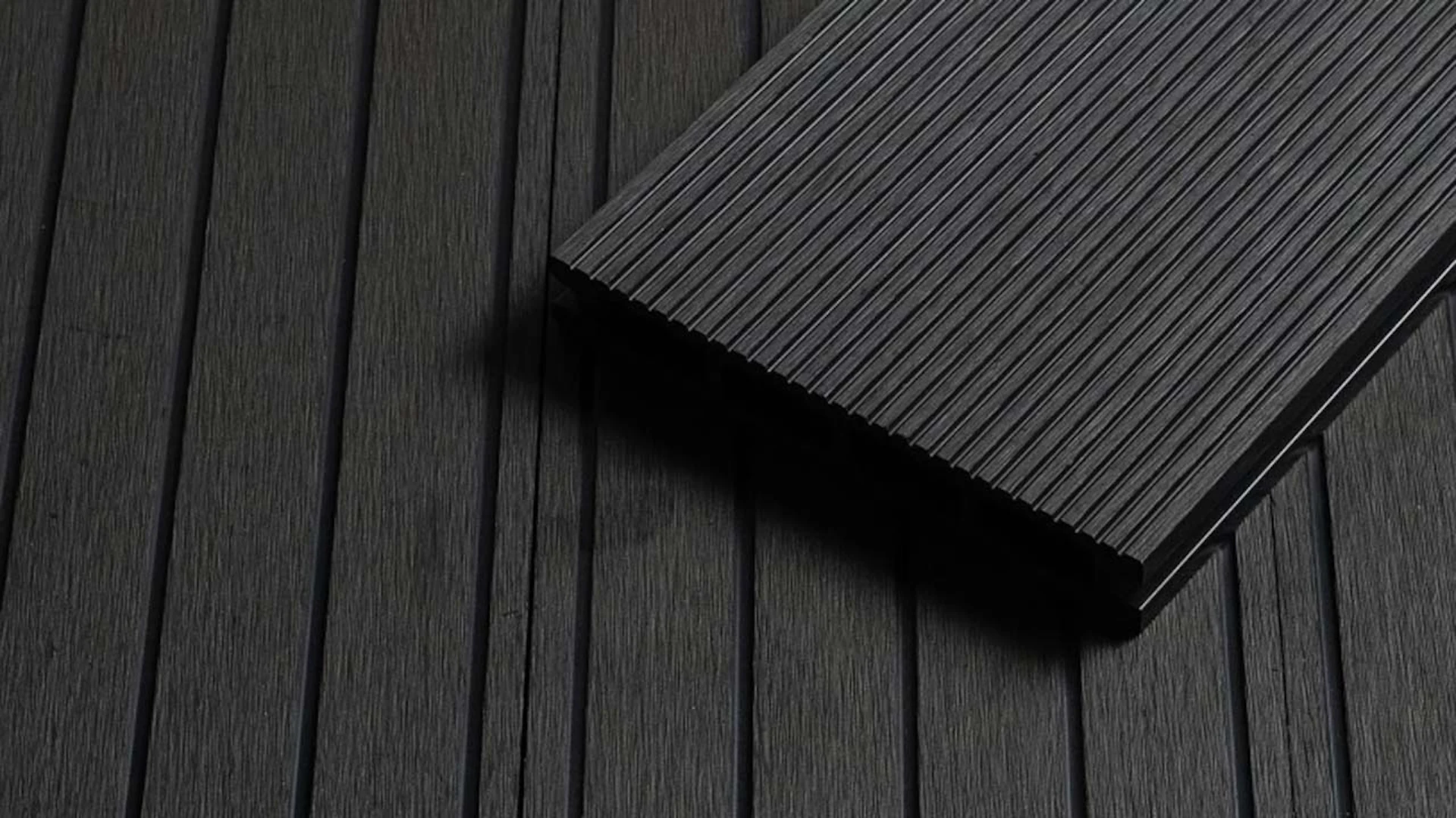 planeo WPC decking board 3.2m - hollow chamber anthracite - grooved/grooved