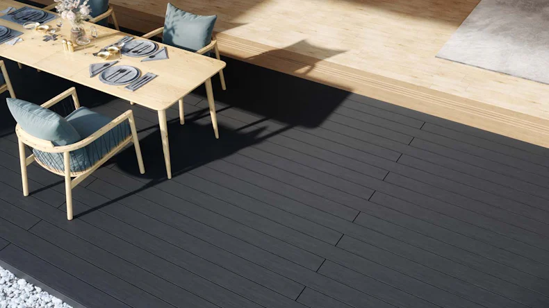 pannello per decking planeo WPC - camera cava antracite - scanalato/scanalabile