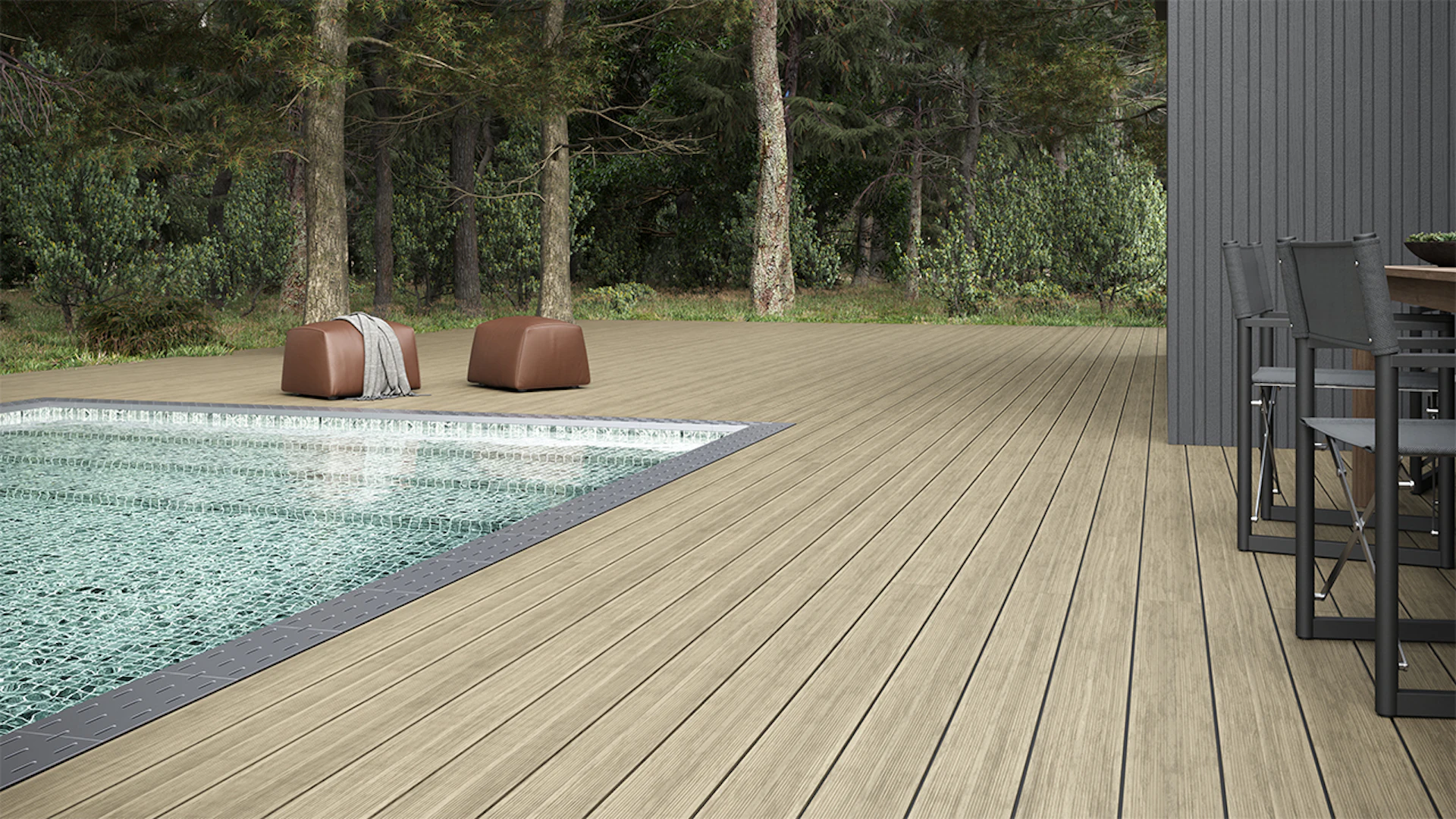 planeo WPC decking plank 5m - solid plank beige - grooved/textured