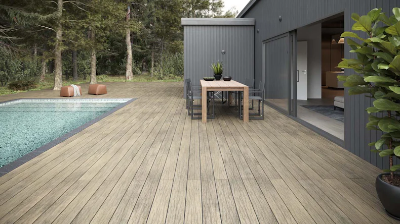 planeo WPC decking plank 4m - massello beige - scanalato/testurizzato