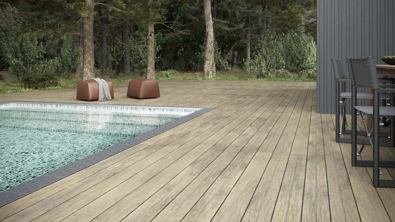 planeo WPC-Terrassendiele - Massivdiele beige - gerillt/strukturiert