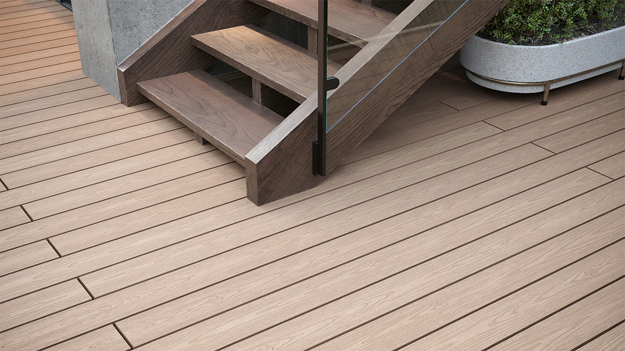 planeo WPC decking plank 4m - solid plank cream - smooth/textured