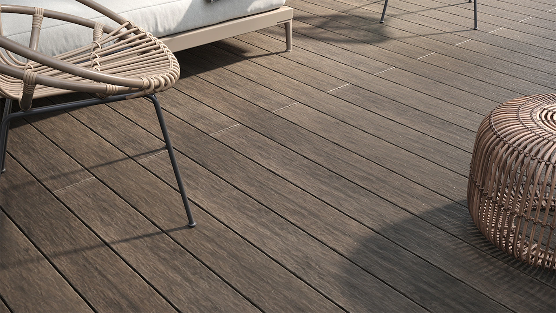 planeo WPC decking plank 4m - solid plank grey - grooved/textured