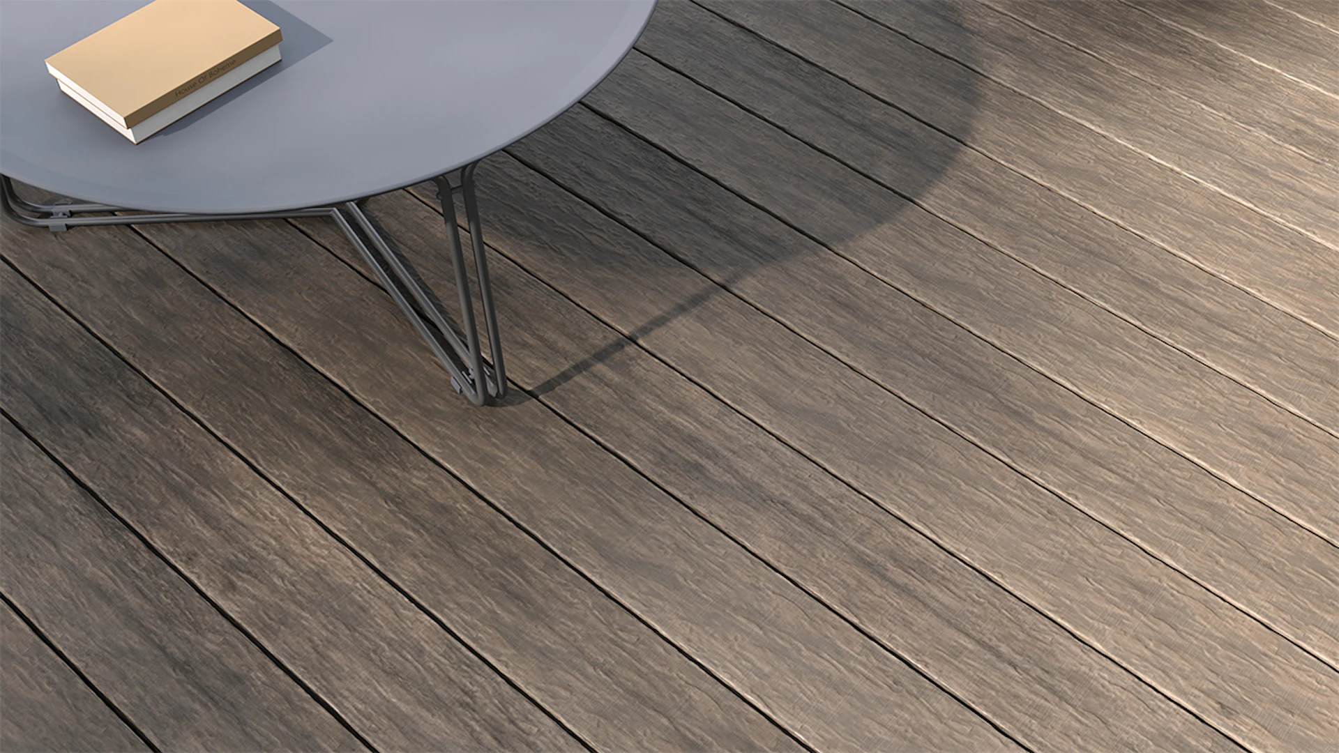 planeo WPC decking plank 5m - solid plank grey - grooved/textured