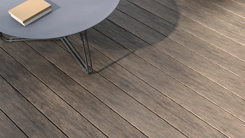 planeo WPC-Terrassendiele - Massivdiele grau - gerillt/strukturiert