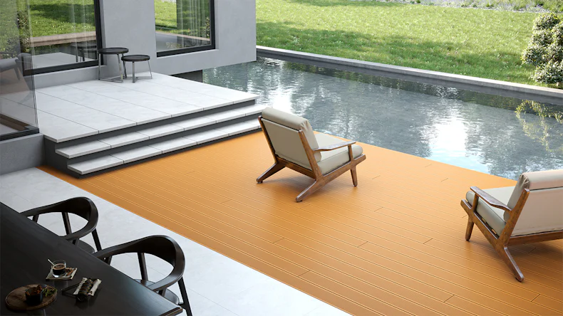 planeo WPC decking board 5m - camera cava marrone chiaro - scanalato/liscio