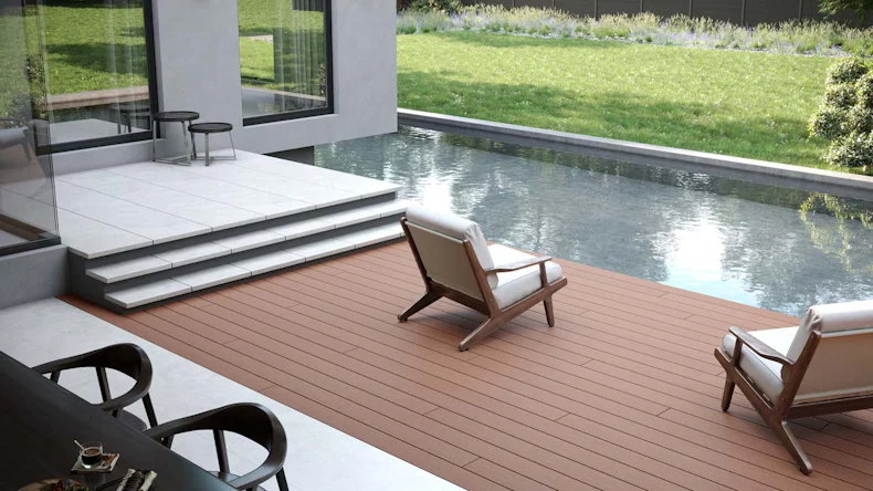 planeo WPC-Terrassendiele - Hohlkammer rotbraun - gerillt/glatt