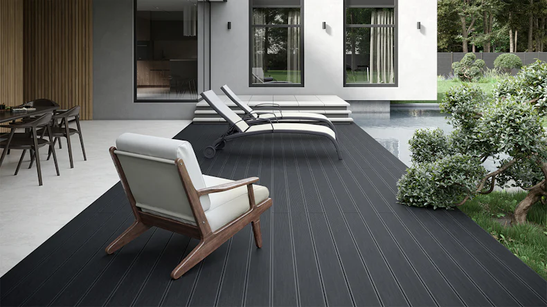 planeo BPC-Hohlkammerdiele schwarz 4m - gerillt/genutet (GR-SH-400-GG)