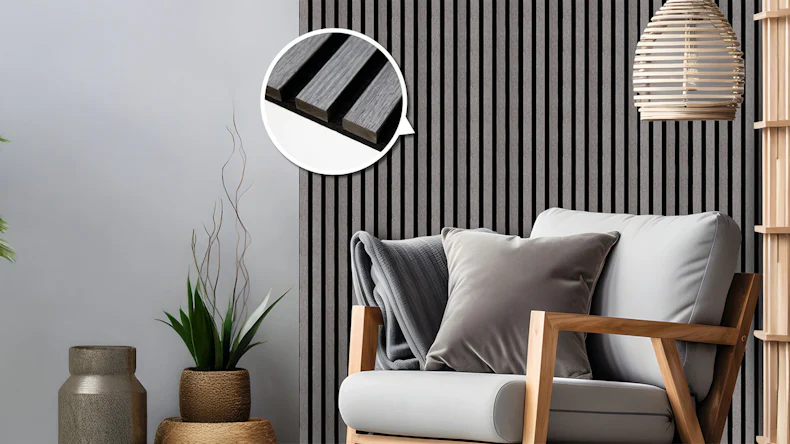 pannelli acustici planeo - Legno Grigio/Nero 150x40 cm