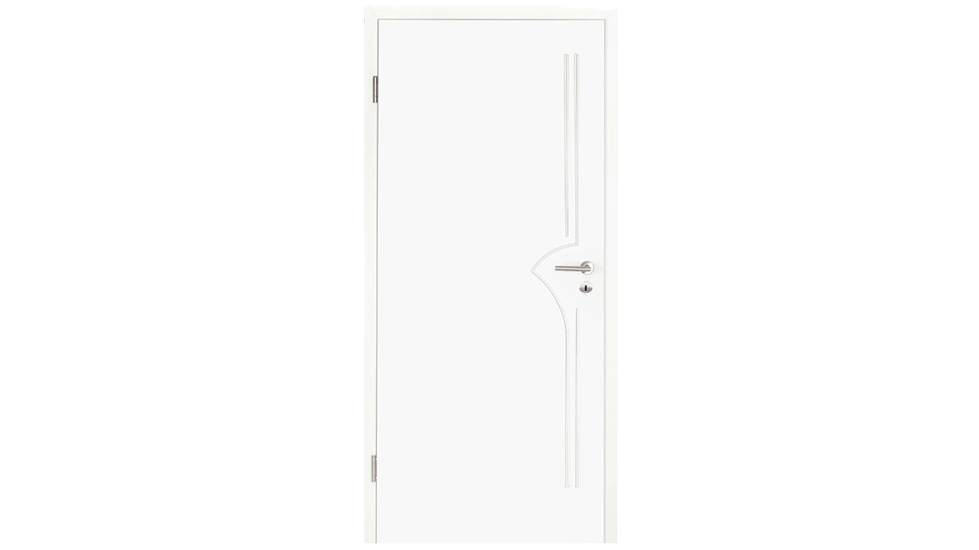 planeo interior door lacquer 2.0 - Kalle 9016 white lacquer 2110 x 985 mm DIN L - round RSP hinge 3-t