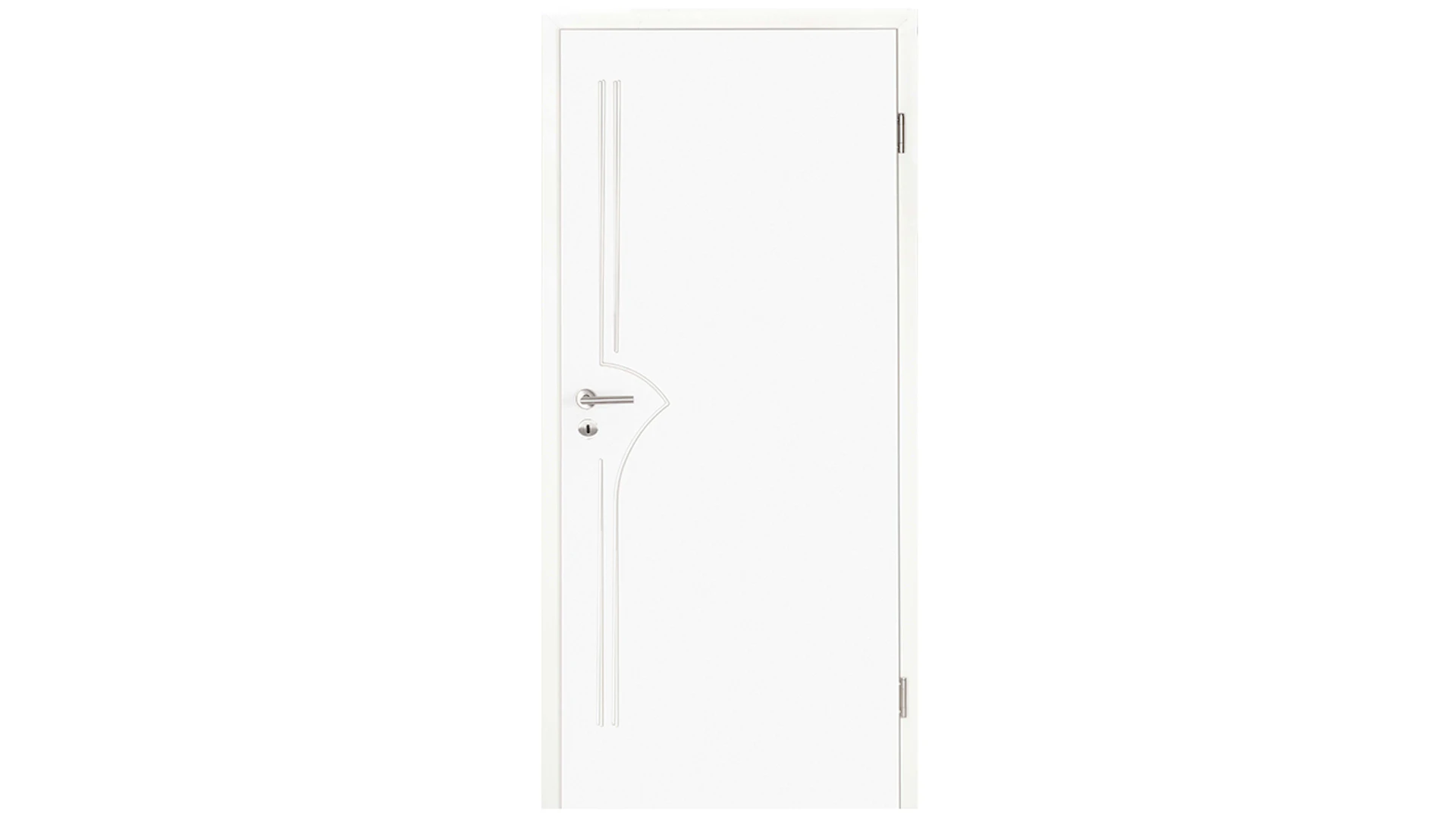 planeo interior door lacquer 2.0 - Kalle 9016 white lacquer 2110 x 985 mm DIN R - round RSP hinge 3-t