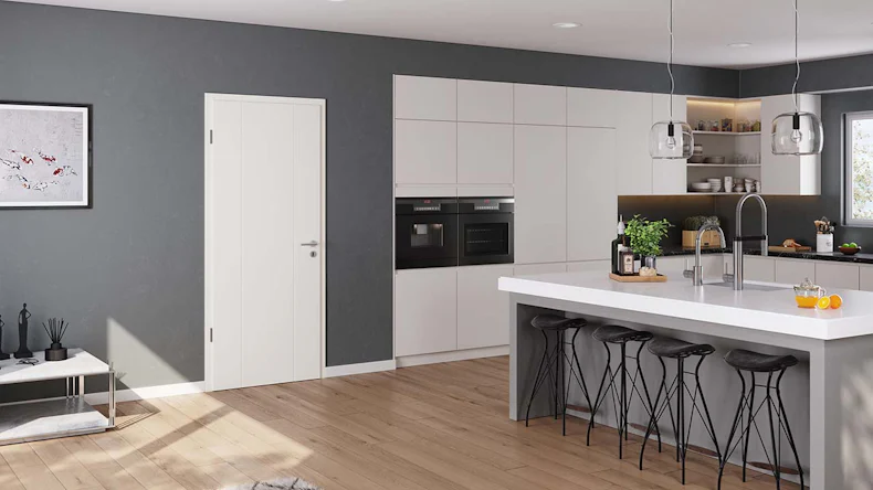 planeo Lack-Innentür Lack 2.0 - Karel 9010 Weisslack 2110 x 735 mm DIN L - Rund RSP Band 3-t