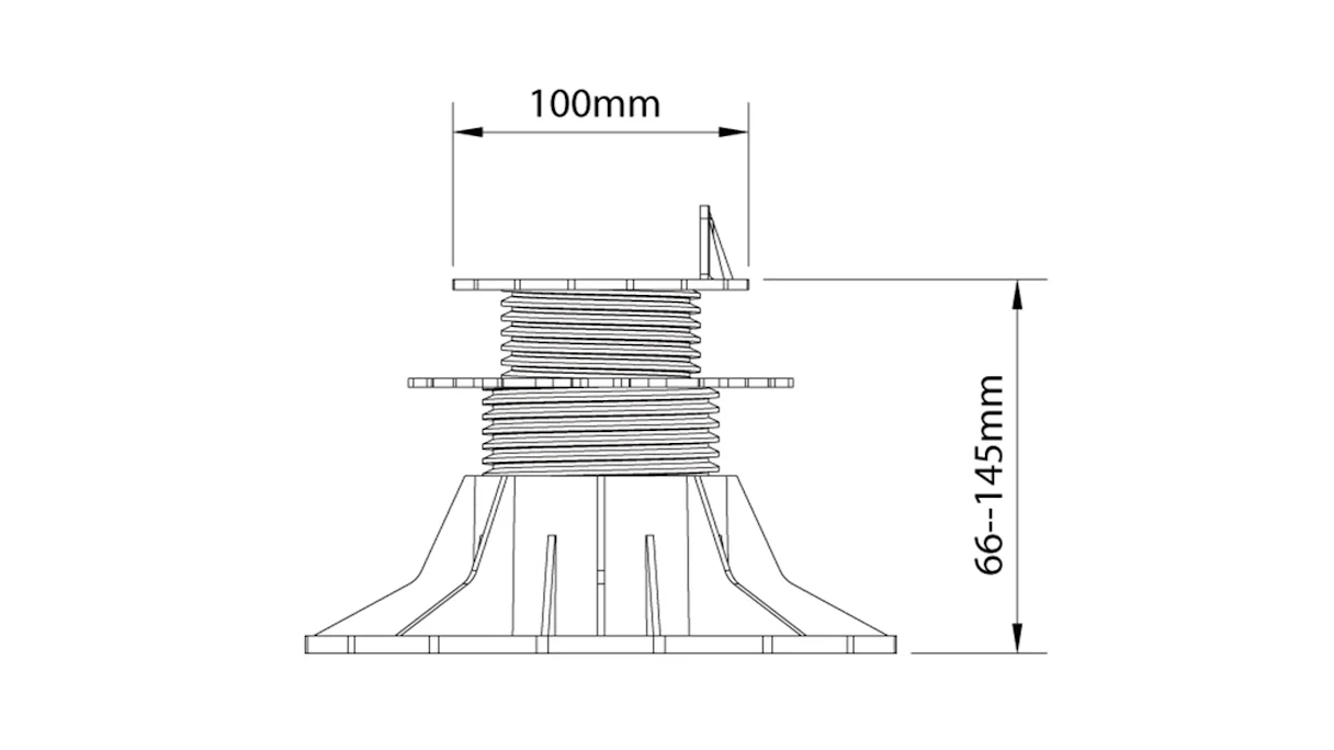 planeo Pied pivotant 65-145 mm Palier de terrasse pour lames de terrasse
