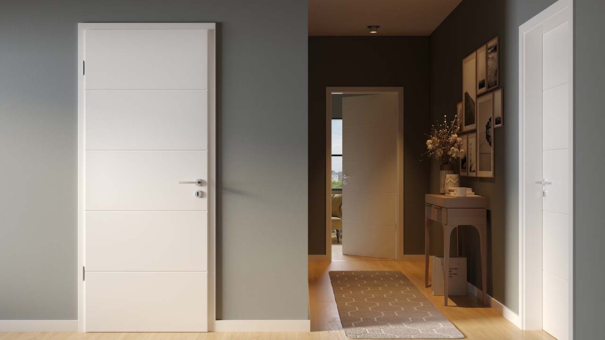 planeo interior door lacquer 2.0 - Kinga 9010 white lacquer 1985 x 860 mm DIN L - round RSP hinge 3-t