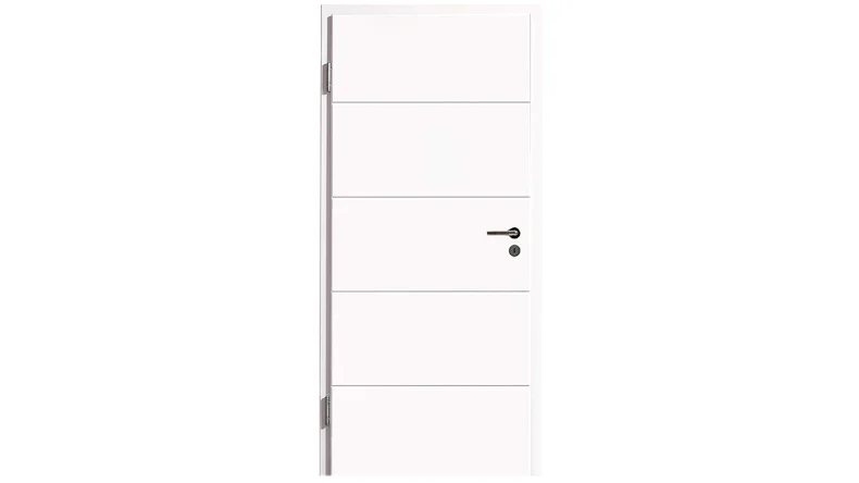 planeo Porte intérieure laquée Laque 2.0 - Kinga 9010 Laque blanche 1985 x 860 mm DIN L - Rond RSP Paumelle 3-t