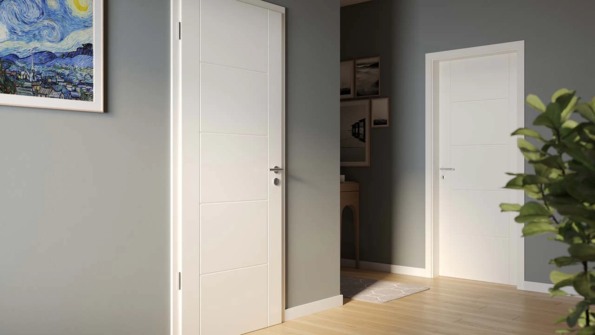 planeo interior door lacquer 2.0 - Kirsa 9010 white lacquer 1985 x 860 mm DIN L - round RSP hinge 3-t