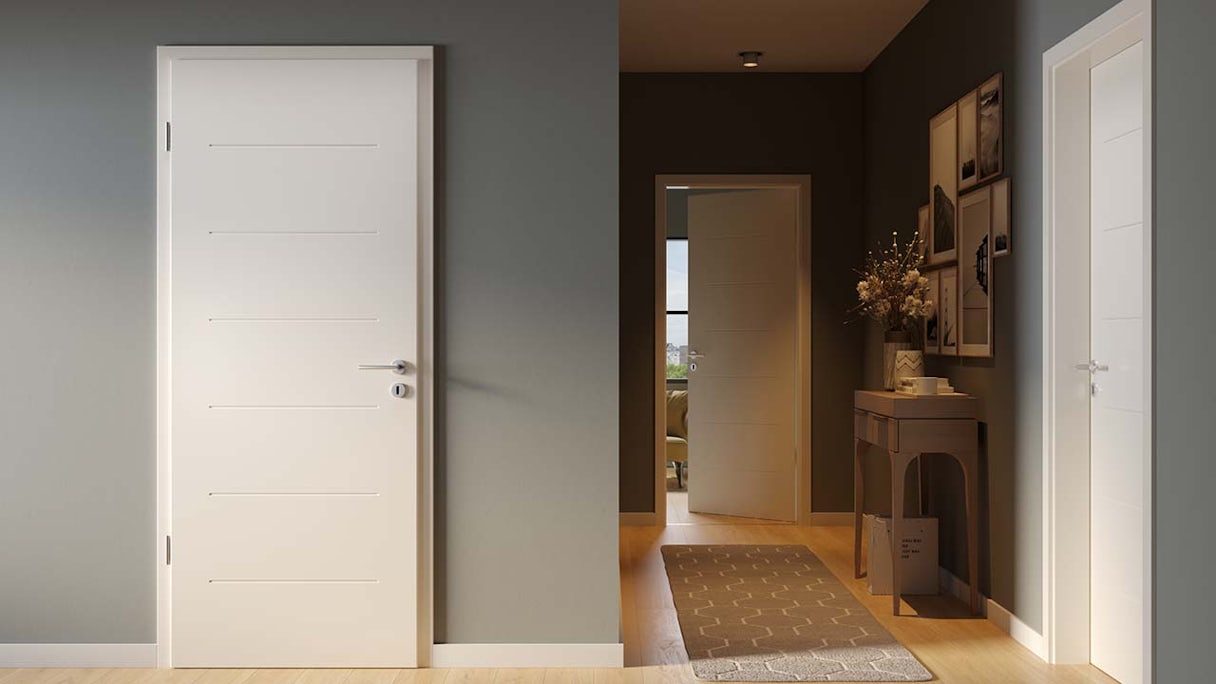 planeo interior door lacquer 2.0 - Korbinian 9010 white lacquer 1985 x 610 mm DIN L - round RSP hinge 3-t
