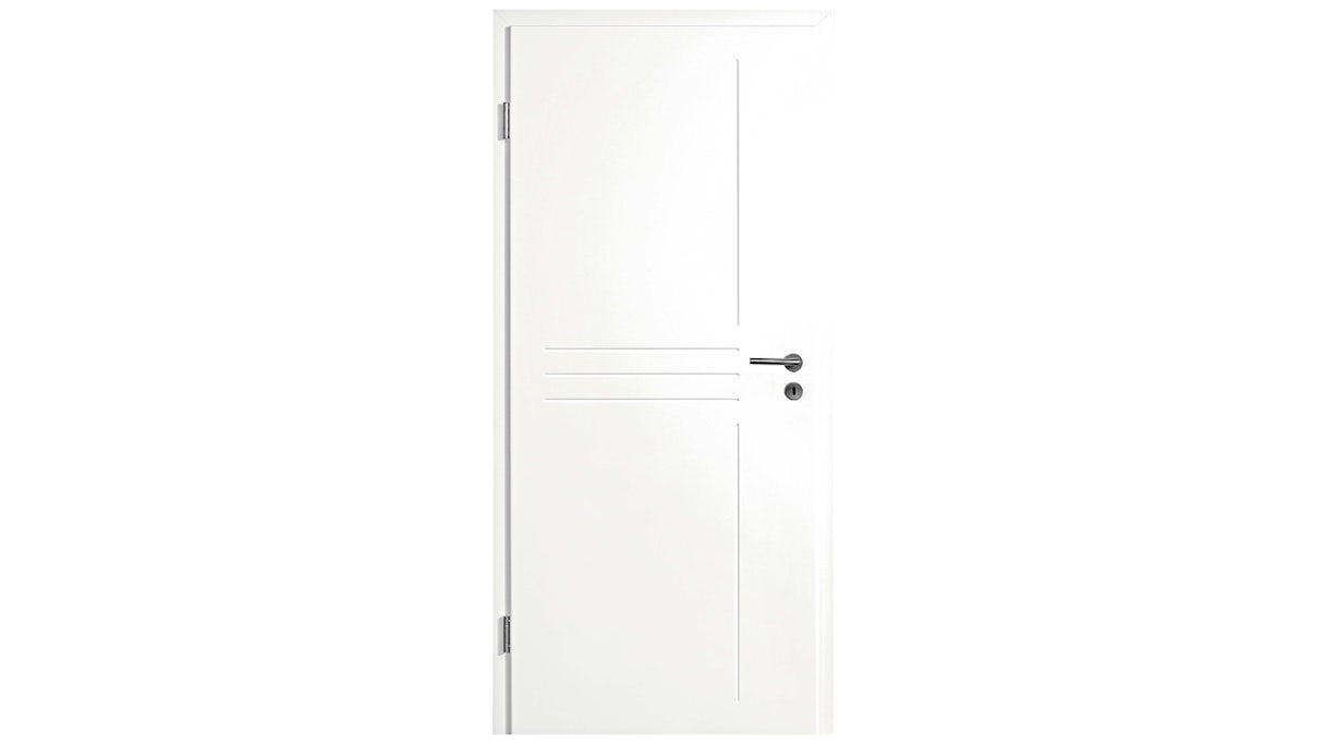 planeo interior door lacquer 2.0 - Korff 9010 white lacquer 1985 x 735 mm DIN L - round RSP hinge 3-t