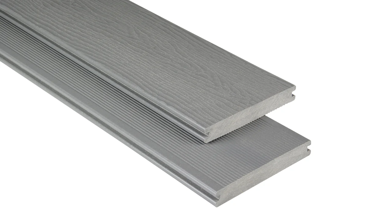 planeo pavimenti WPC - tavola per decking solido grigio - scanalato/goffrato