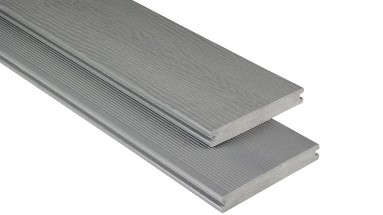 planeo pavimenti WPC - tavola per decking solido grigio 1,40m - in rilievo