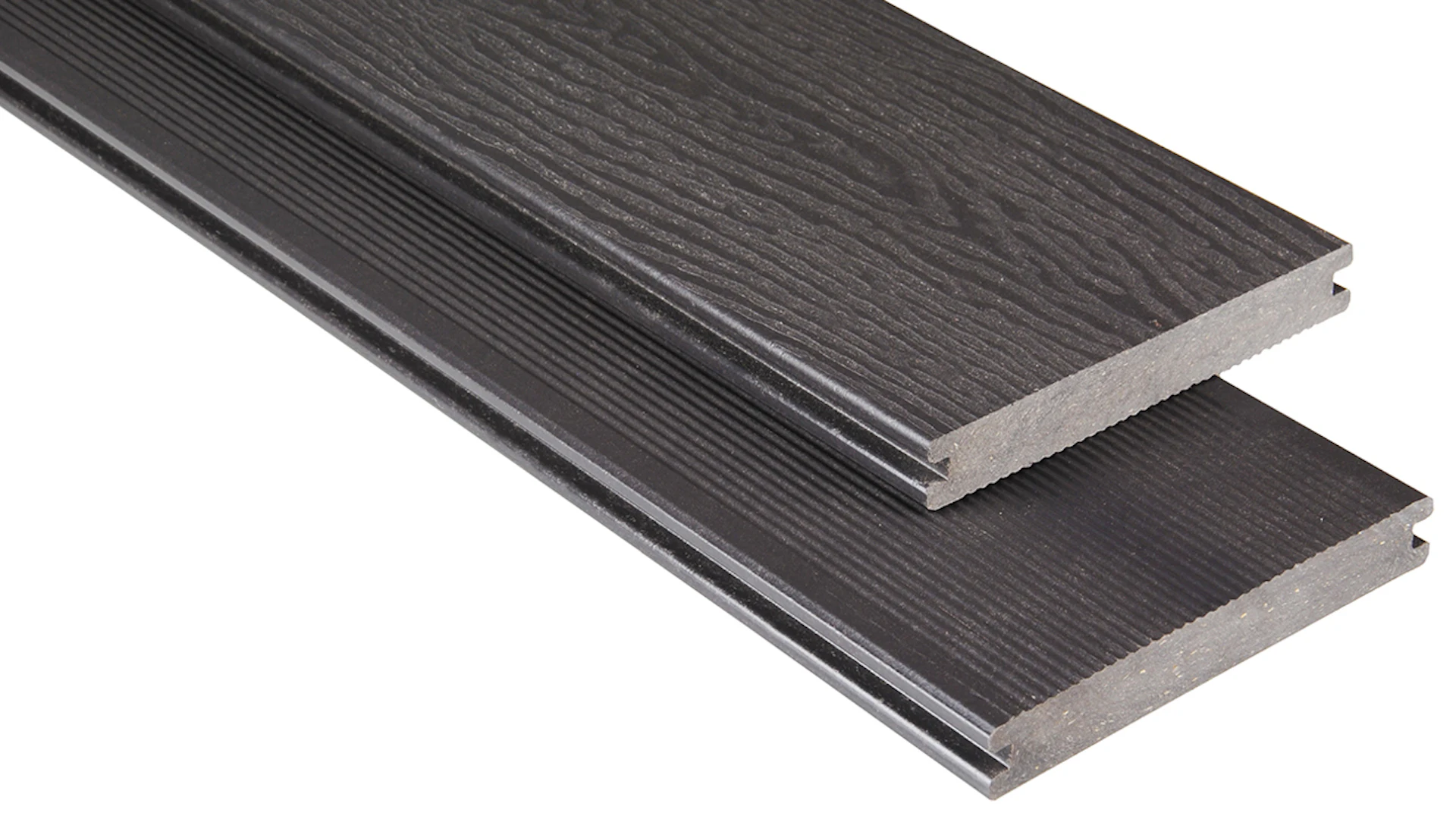 planeo WPC - decking solid grey-brown embossed/fluted - 1m to 6m